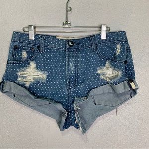 One Teaspoon polka dot destroyed bandit shorts